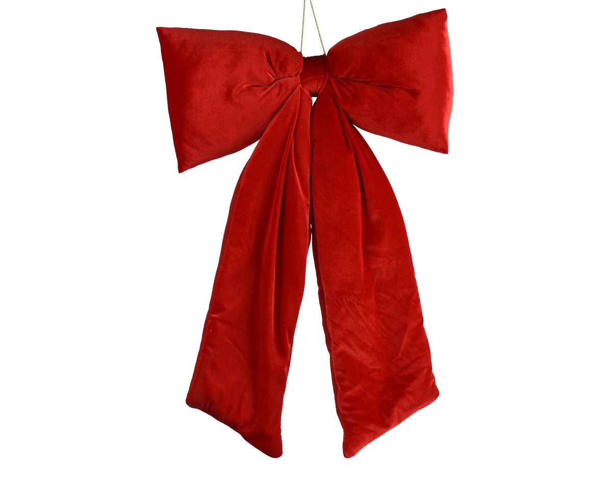 Duża czerwona kokarda 80 cm – welurowa