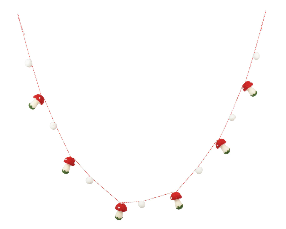 Girlanda z grzybkami 183 cm – wełniana