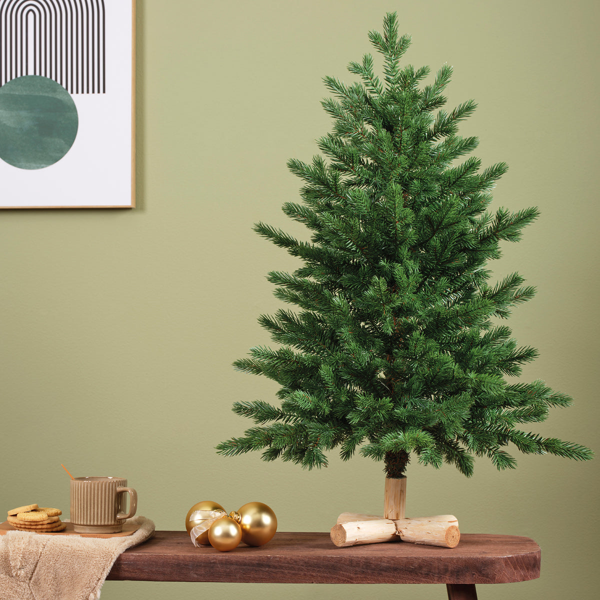 Choinka Myrkdalen 75 cm, na drewnianej podstawie