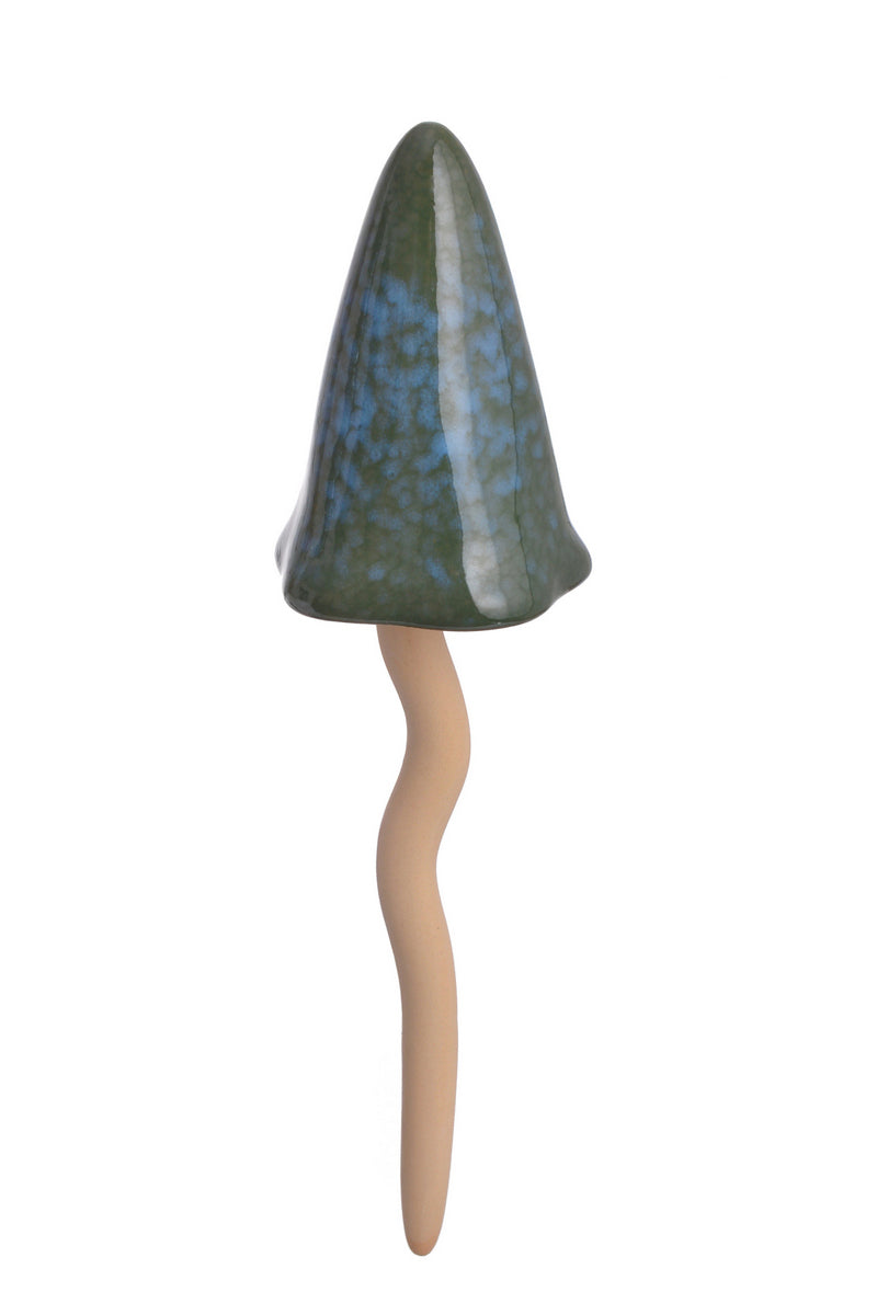 Grzyb ceramiczny zielony z ruchomym kapeluszem 29 cm
