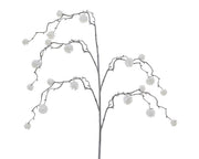 gałązka z bawełnianymi kulkami – 113 cm, biała