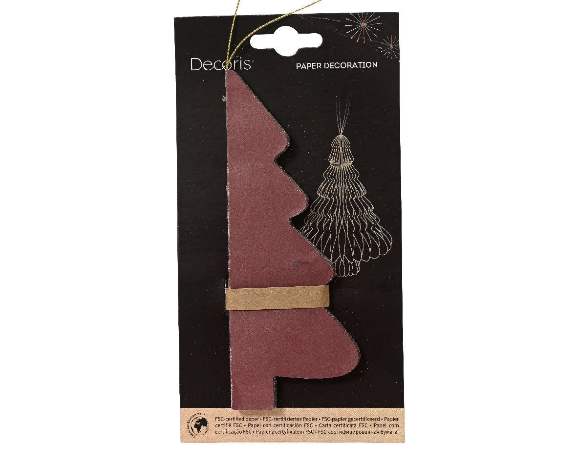 Papierowa choinka 15 cm bordowa