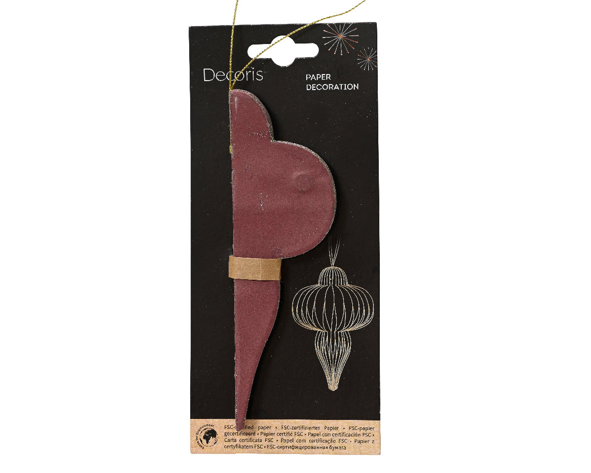 Papierowa ozdoba "Cebulka" wisząca 15 cm bordowa
