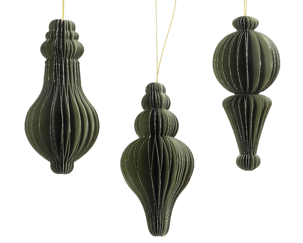 Papierowa zawieszka świąteczne 12 cm zielona – 3 wzory