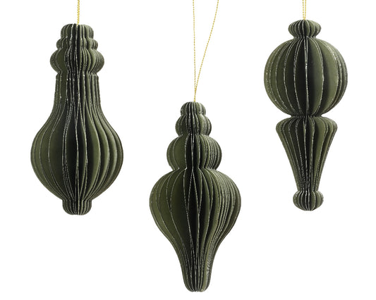 Papierowa zawieszka świąteczne 12 cm zielona – 3 wzory