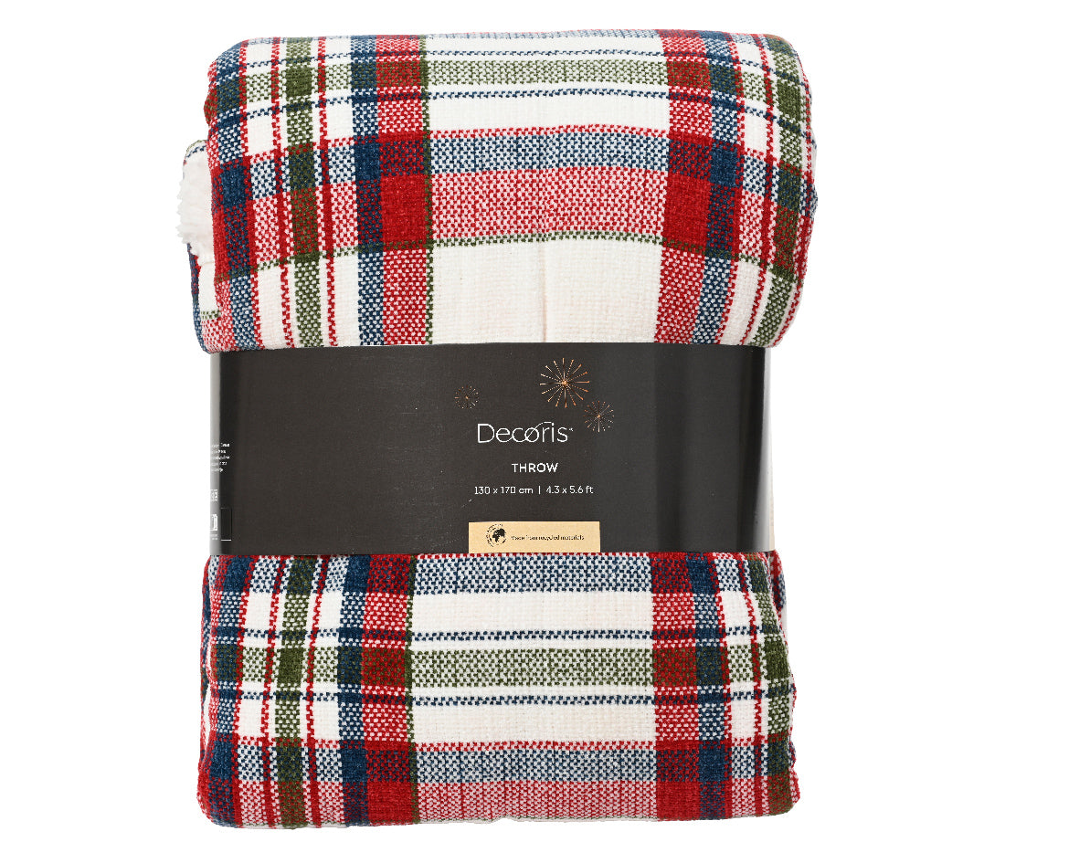 Koc w kratę 170 × 130 cm – miękki i przytulny
