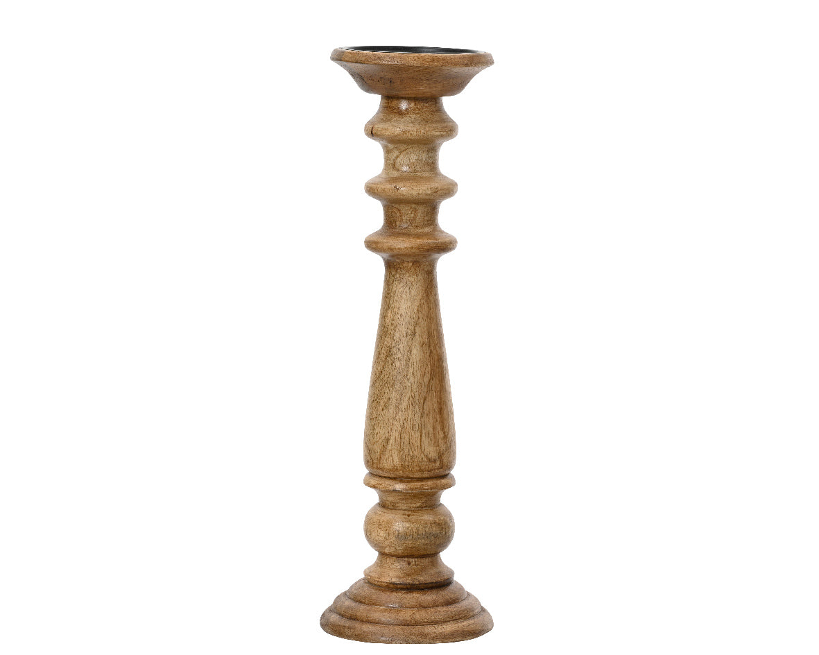 Świecznik z drewna mango – 40 cm, naturalny