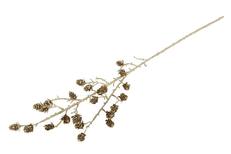 Gałązka dekoracyjna szyszka – złota, 62 cm