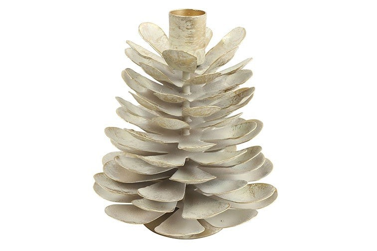 Świecznik szyszka sosny L – szampański, 15 cm