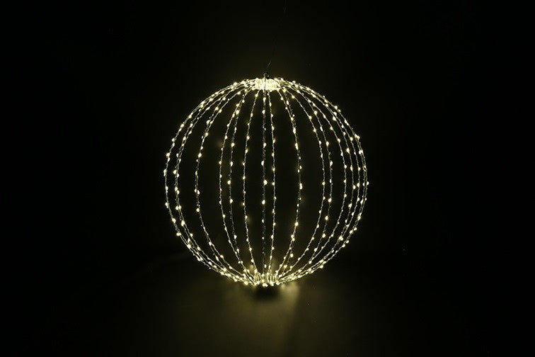 kula świetlna LED z timerem ciepła biel – srebrna, 30 cm