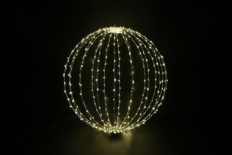 Kula świetlna LED z timerem ciepła biel – srebrna, 40 cm