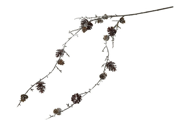 Gałązka dekoracyjna sosnowa z szyszkami ośnieżona brązowa 73 cm