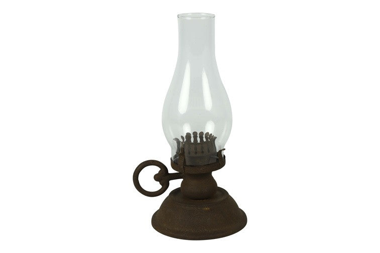 Lampa olejowa LED metalowa rdzawa 30 cm