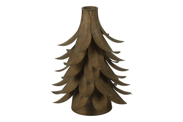 Świecznik metalowy choinka rdzawy 18,5 cm