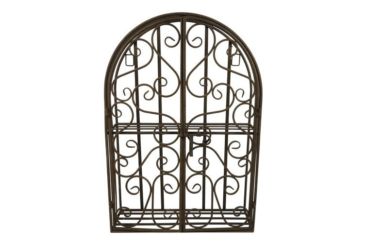 Regał metalowy dwupoziomowy "okno" rdzawy 66 cm