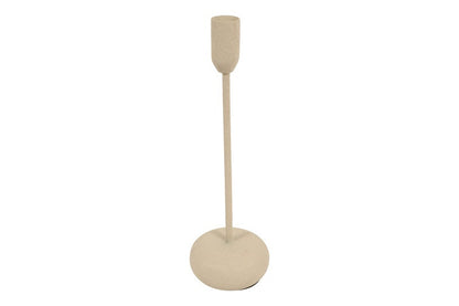 Świecznik metalowy kremowy wysoki 25,5 cm