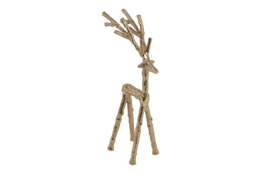 Figurka jeleń metalowy złoty 30 cm