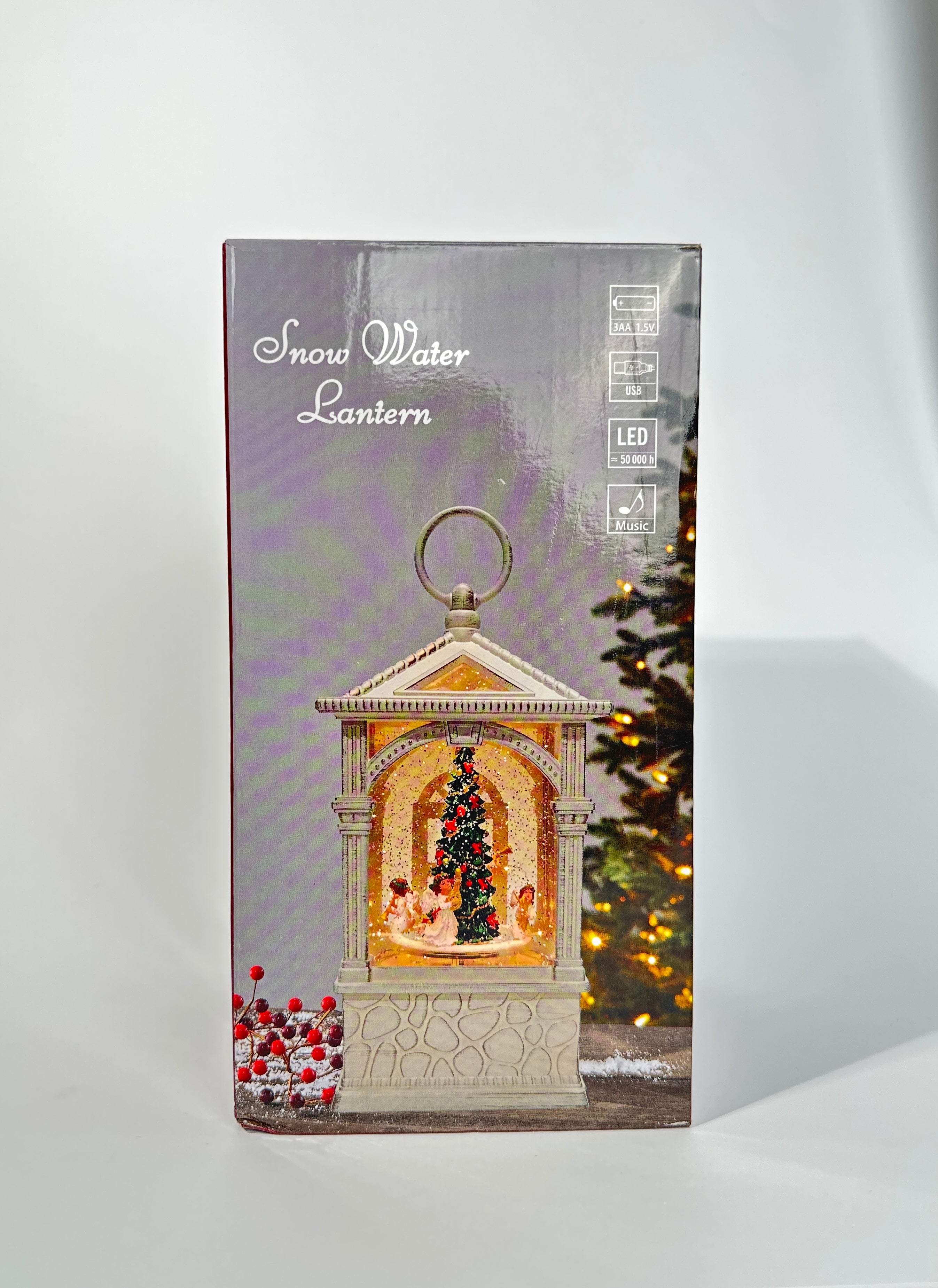 Pozytywka LED Latarnia z Aniołkami i Choinką