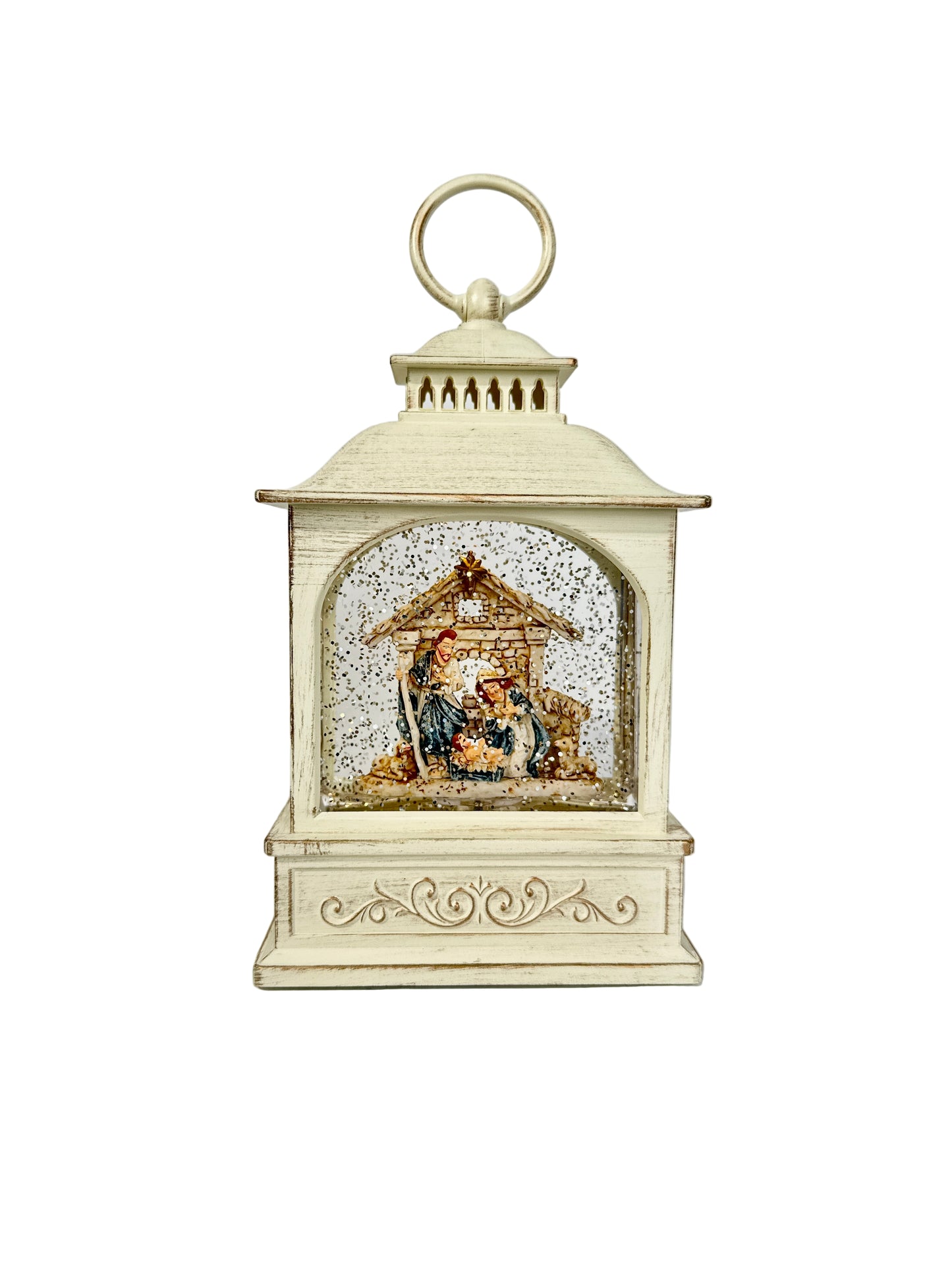 Pozytywka LED Biała Latarenka z Szopką