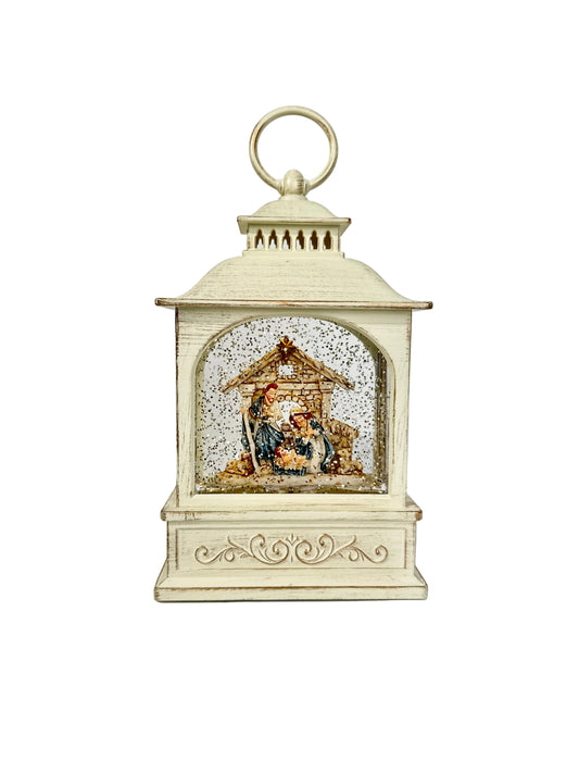 Pozytywka LED Biała Latarenka z Szopką