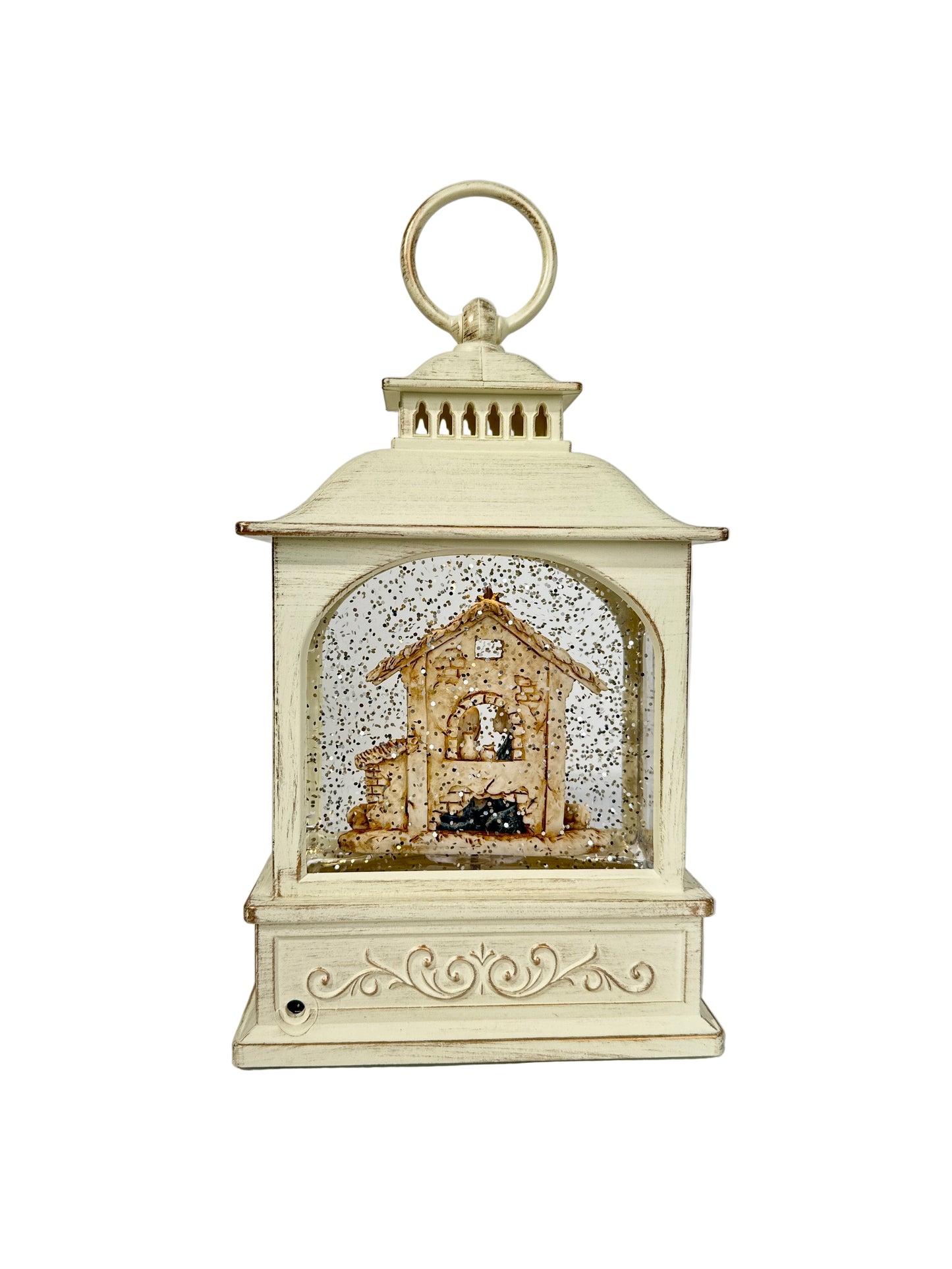 Pozytywka LED Biała Latarenka z Szopką