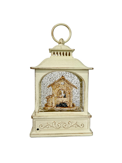 Pozytywka LED Biała Latarenka z Szopką