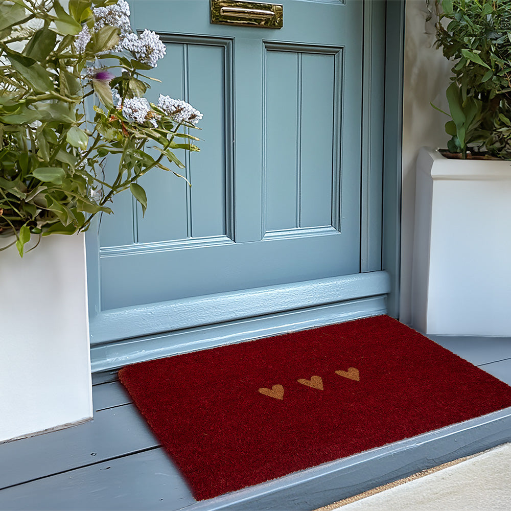 Wycieraczka kokosowa czerwona z serduszkami 75 × 45