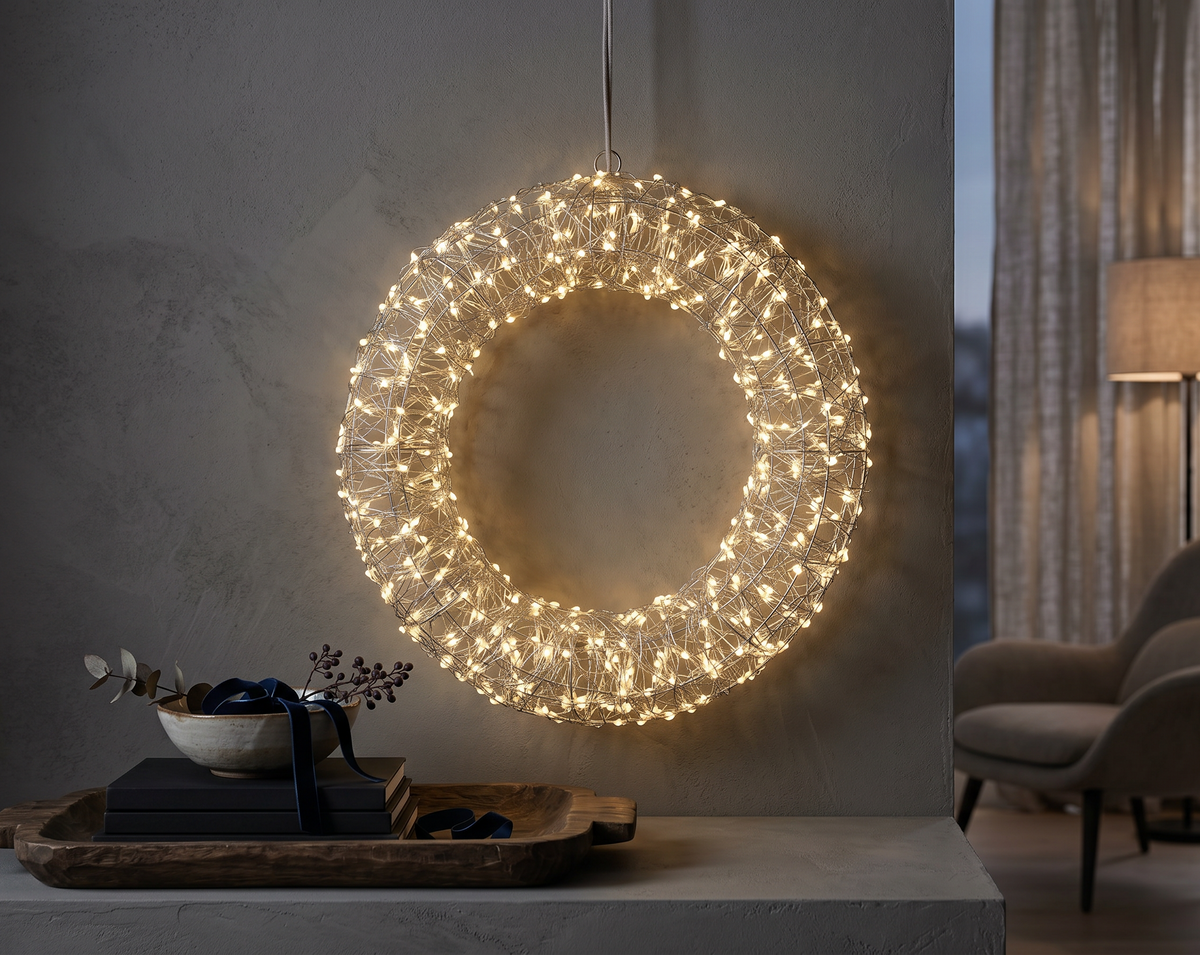Wianek LED Micro 38 cm – srebrny