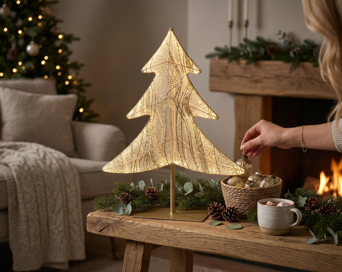Choinka LED z tkaniny 53 cm – ciepłe białe światło