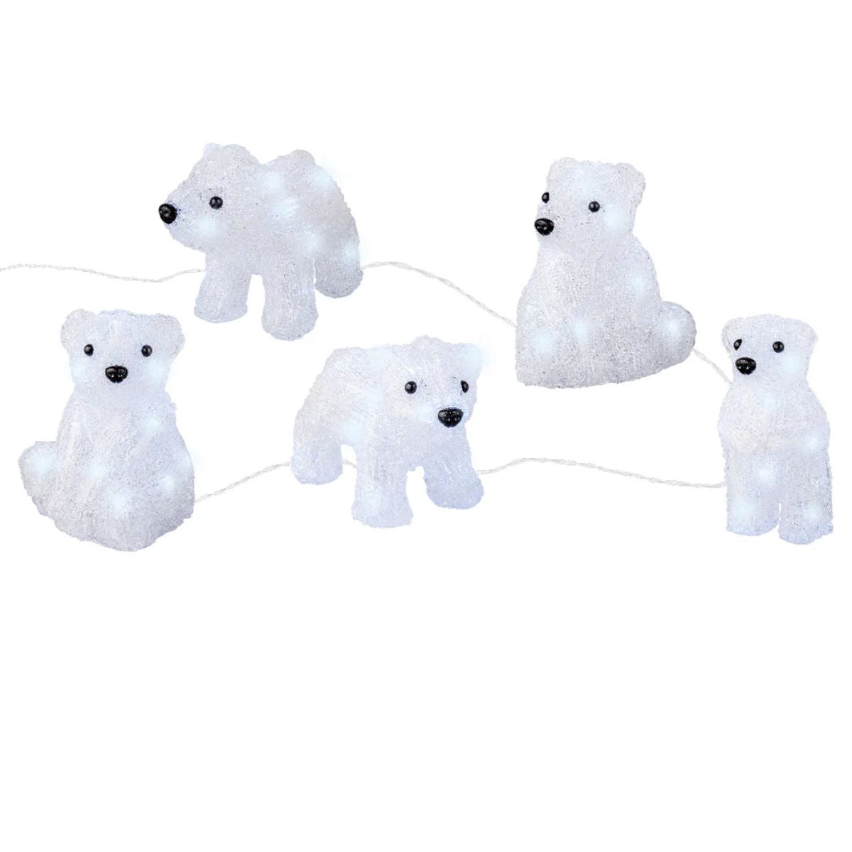 Zestaw Białe niedźwiadki polarne 2 m LED – zasilanie bateryjne