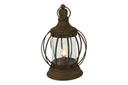 Latarnia kula metalowa LED rdzawa 23 cm
