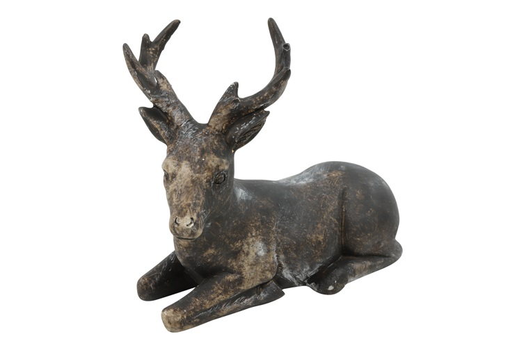 Figurka jelenia leżącego z efektem kamienia L, brązowa