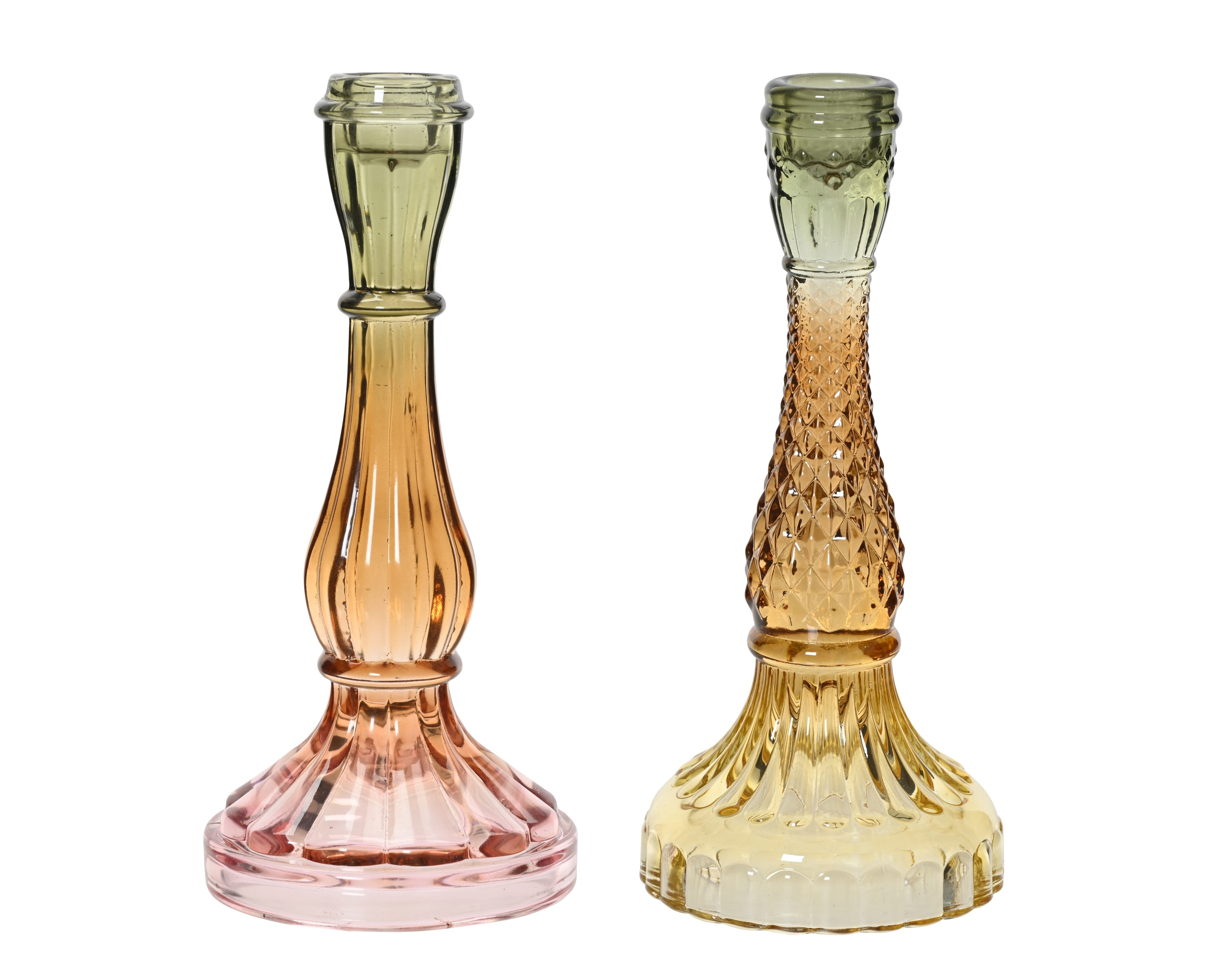 Szklany świecznik kolorowy 22cm