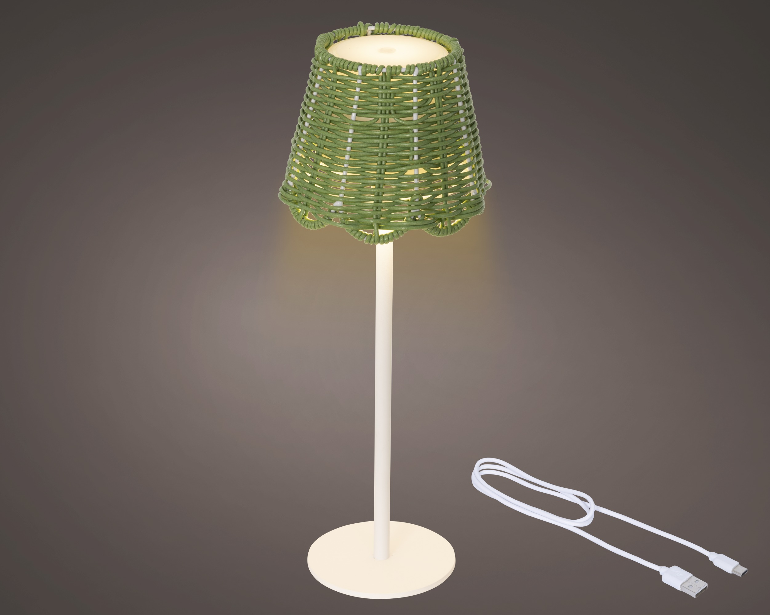 Lampka LED z wiklinowym kloszem – zielona