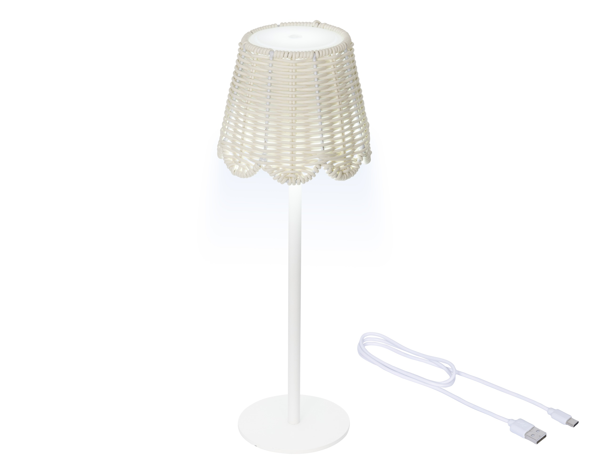 Lampka LED z wiklinowym kloszem – biała,