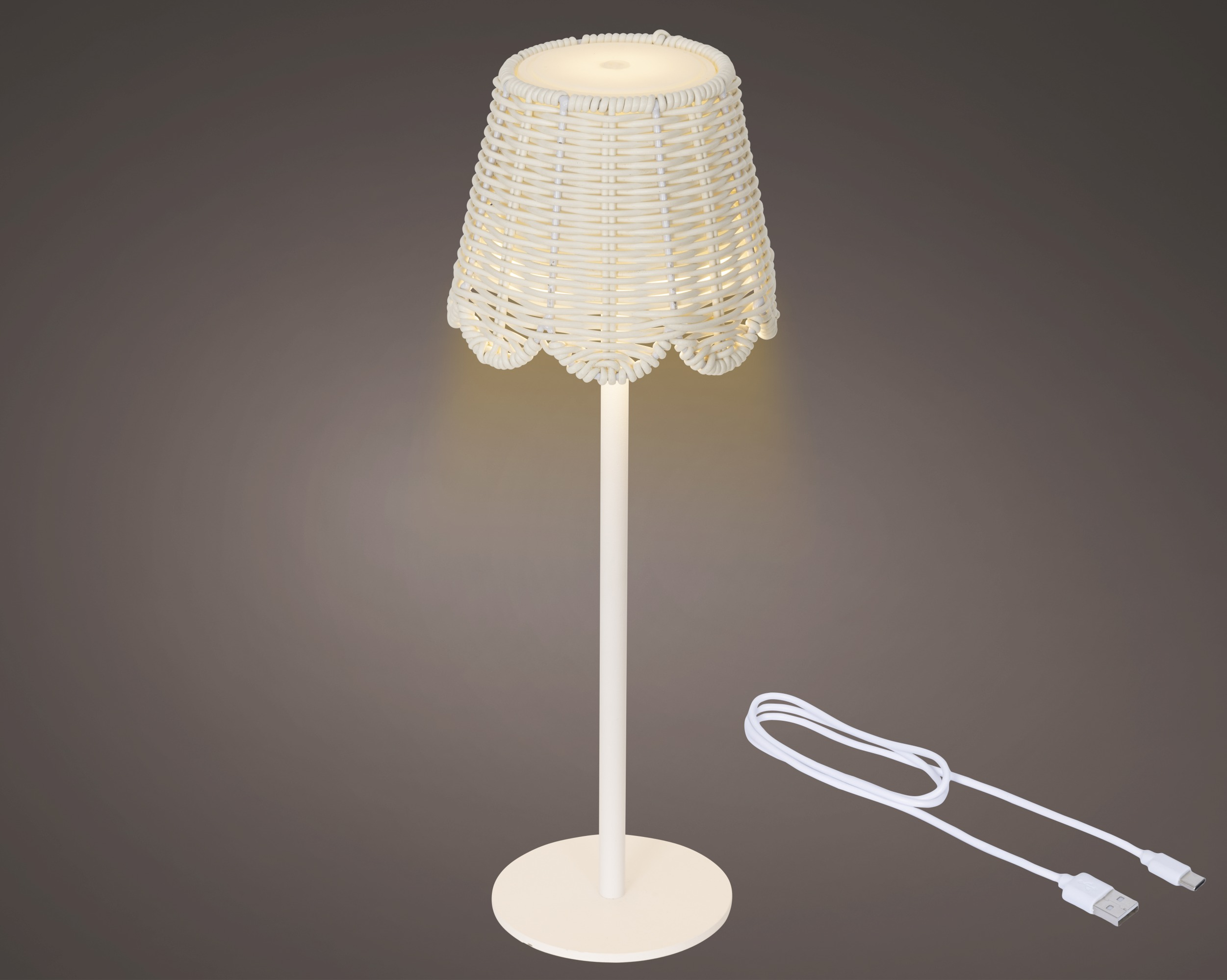 Lampka LED z wiklinowym kloszem – biała,