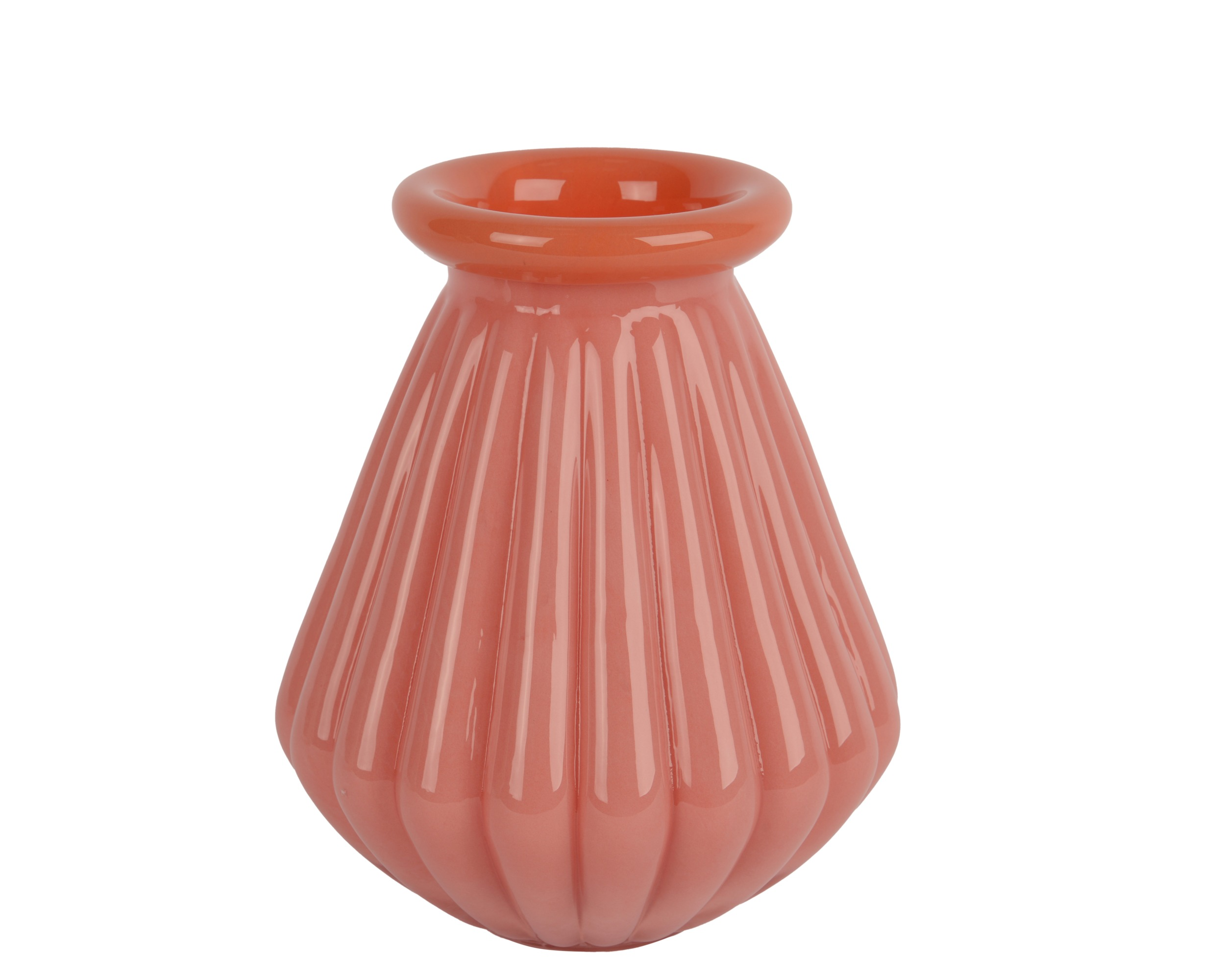 Szklany wazon różowy, 21 cm