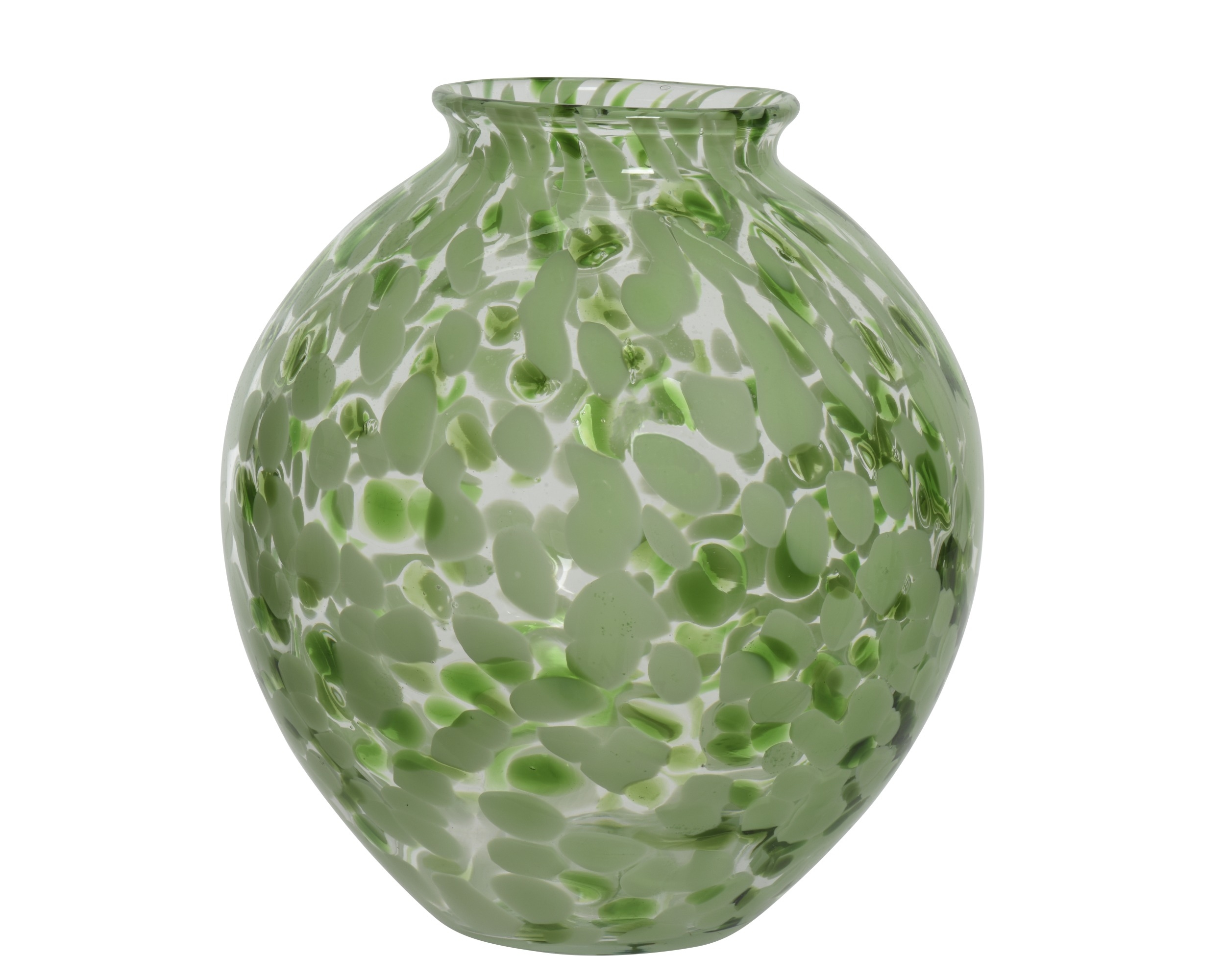 Szklany wazon zielony – efekt szkła proszkowego, 25 cm
