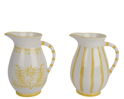 Dzban z dolomitu żółty – wzór kwiaty/paski, 22 cm