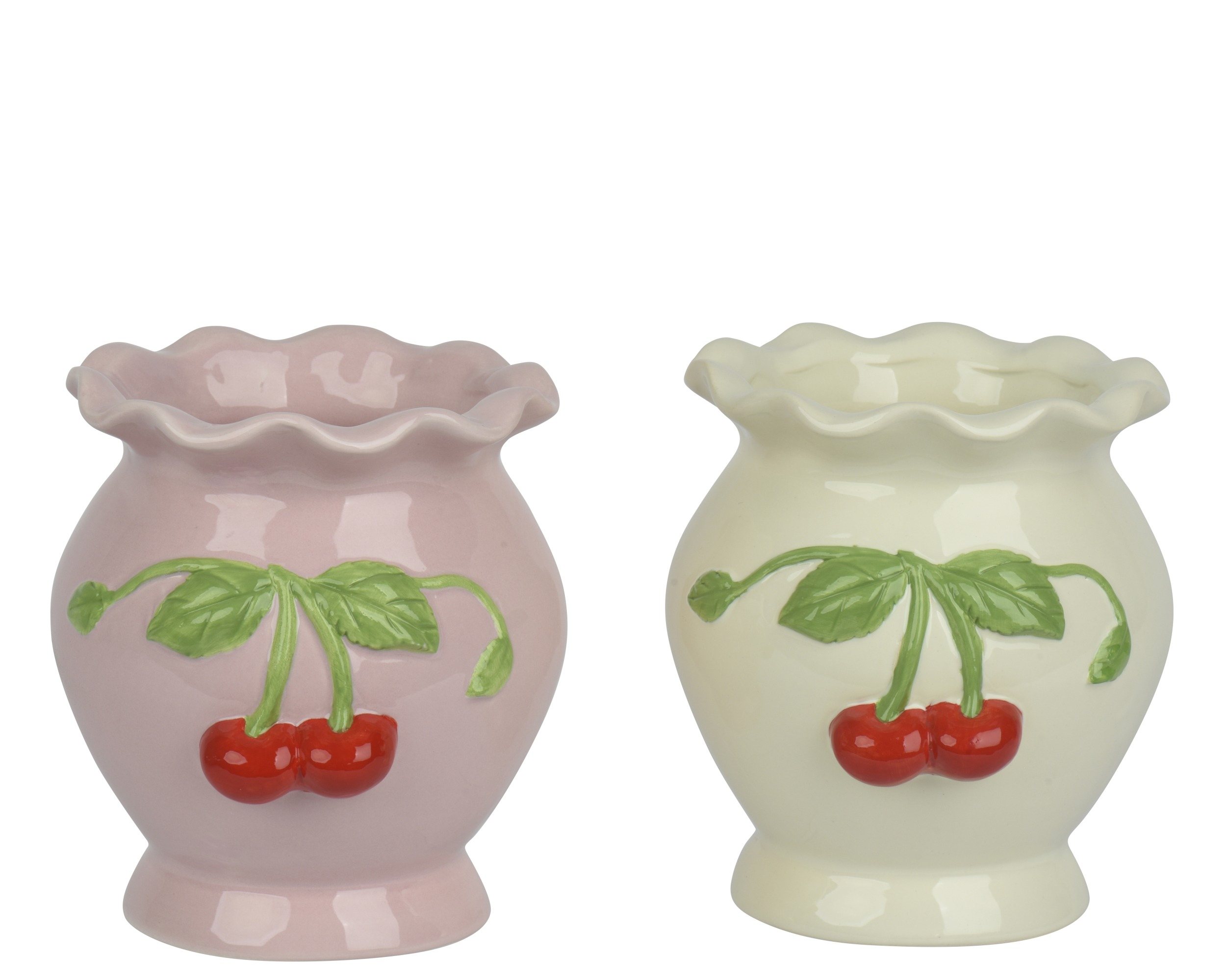 Wazon ceramiczny z wiśniami – 14 cm