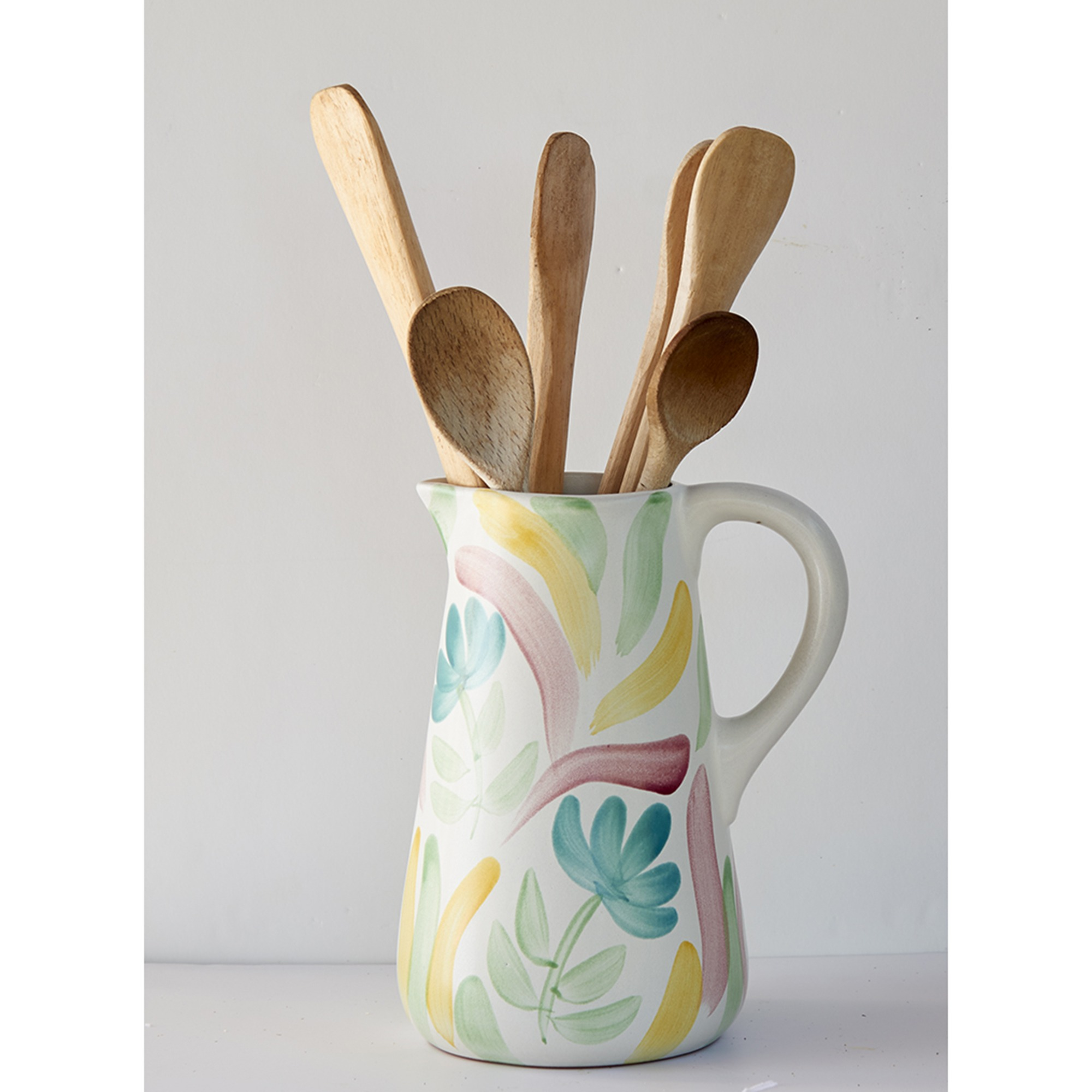 Dzban z terakoty z motywem kwiatowym - 25,5 cm