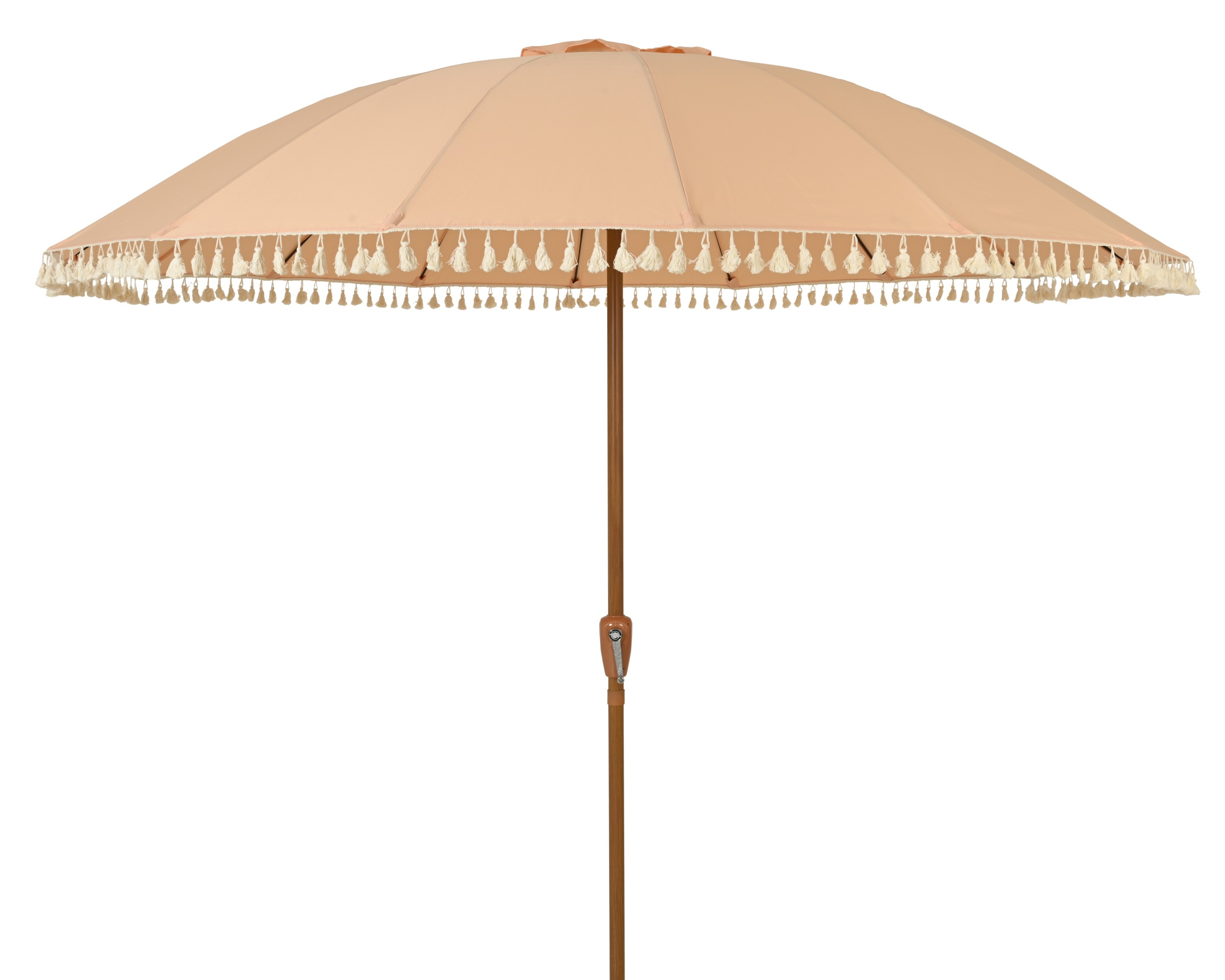 Parasol ogrodowy z frędzlami – brzoskwiniowy, Ø 250 cm