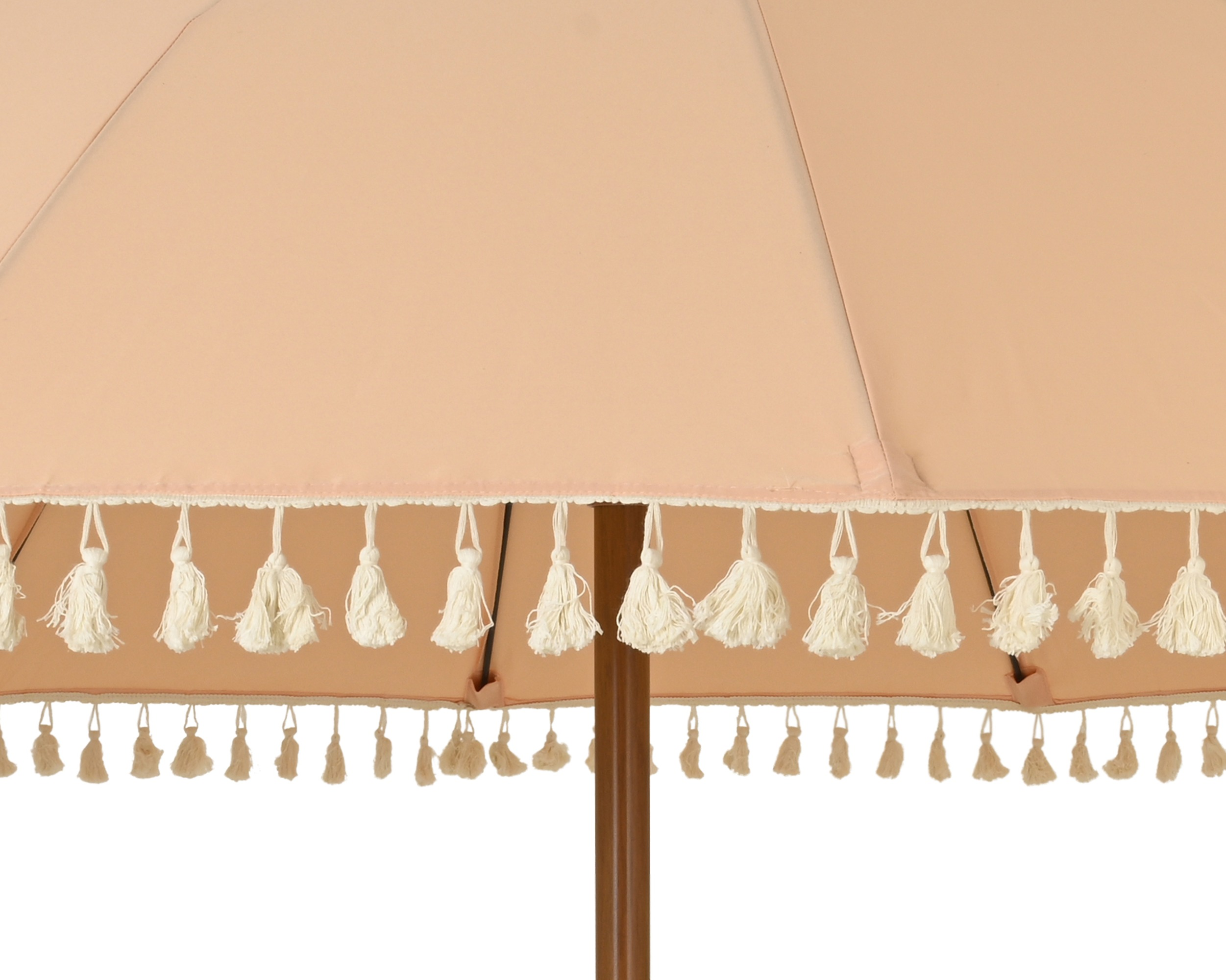Parasol ogrodowy z frędzlami – brzoskwiniowy, Ø 250 cm