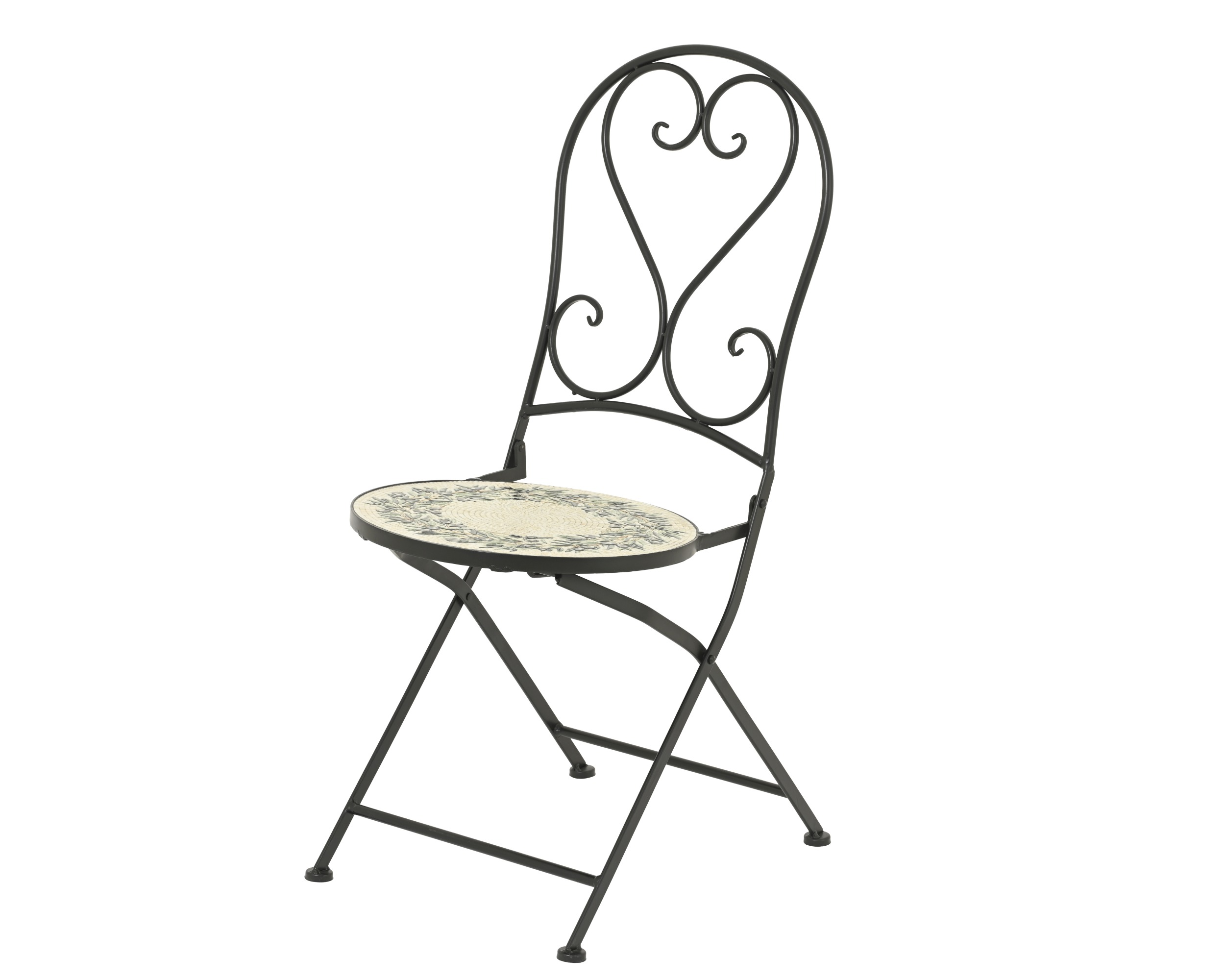 Krzesło ogrodowe metalowe z mozaiką – Oliwkowe