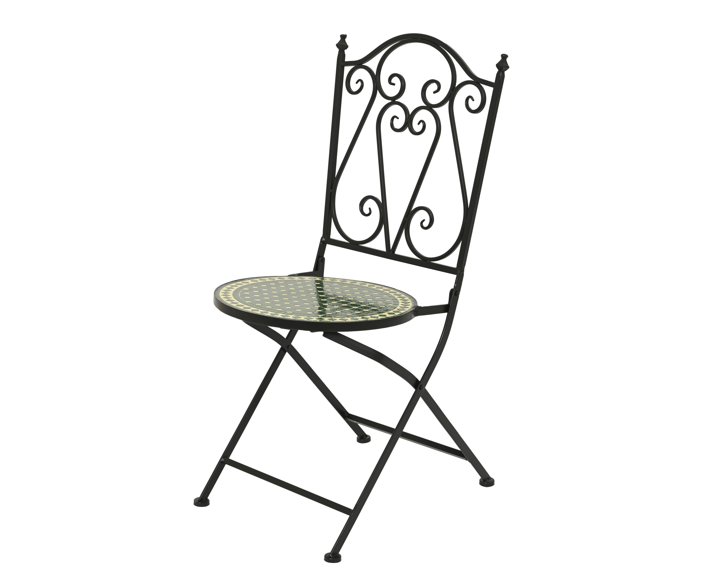 Krzesło ogrodowe metalowe z mozaiką Dijon- Zielone