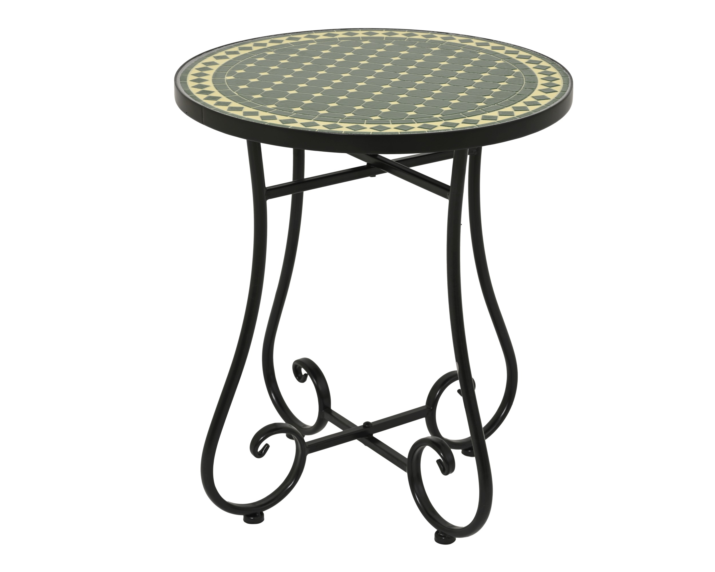 Stolik ogrodowy Dijon z mozaiką – Zielony, Ø 39 cm