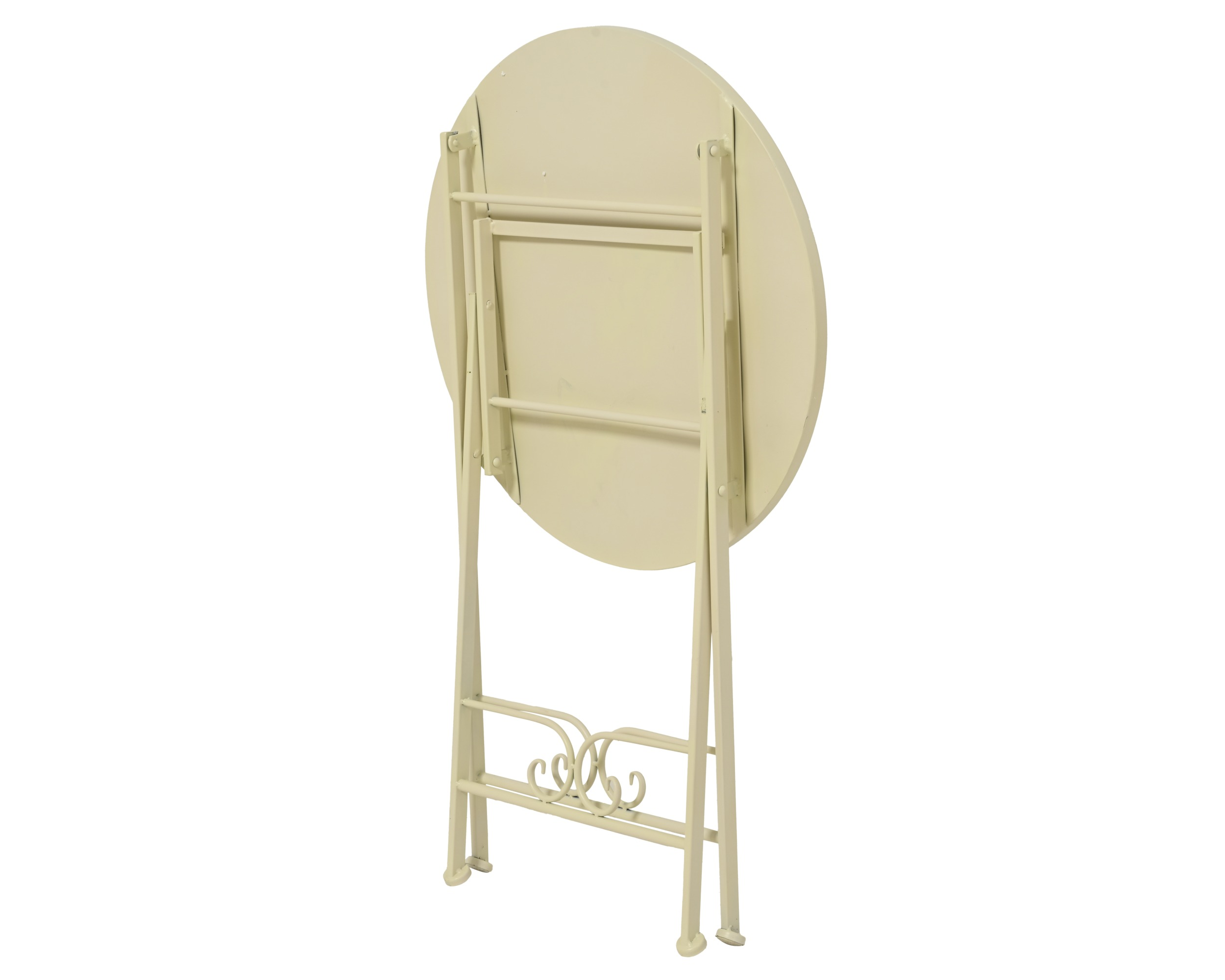 Stolik ogrodowy z mozaiką kwiaty – kremowy, Ø58 cm