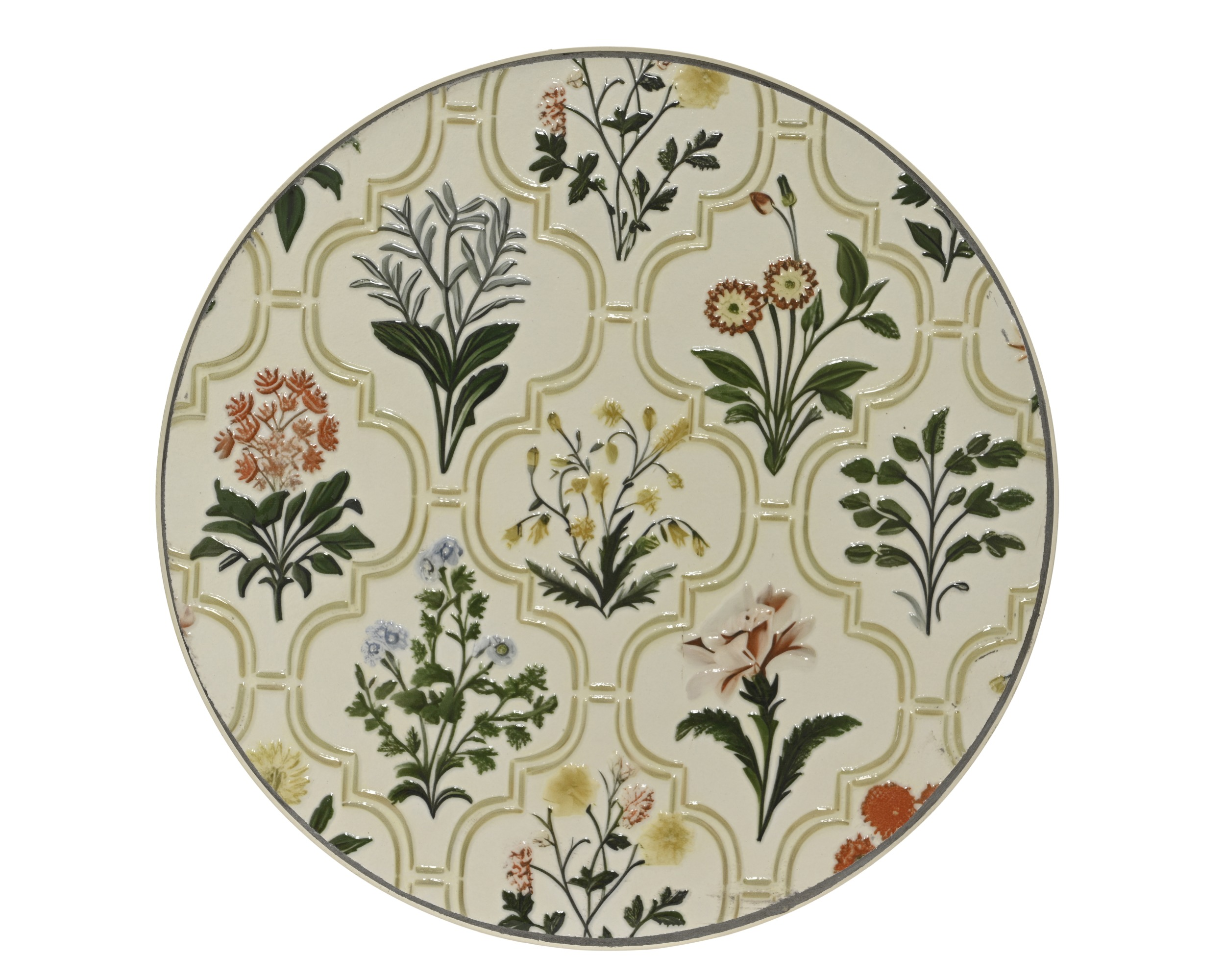 Stolik ogrodowy z mozaiką kwiaty – kremowy, Ø39 cm