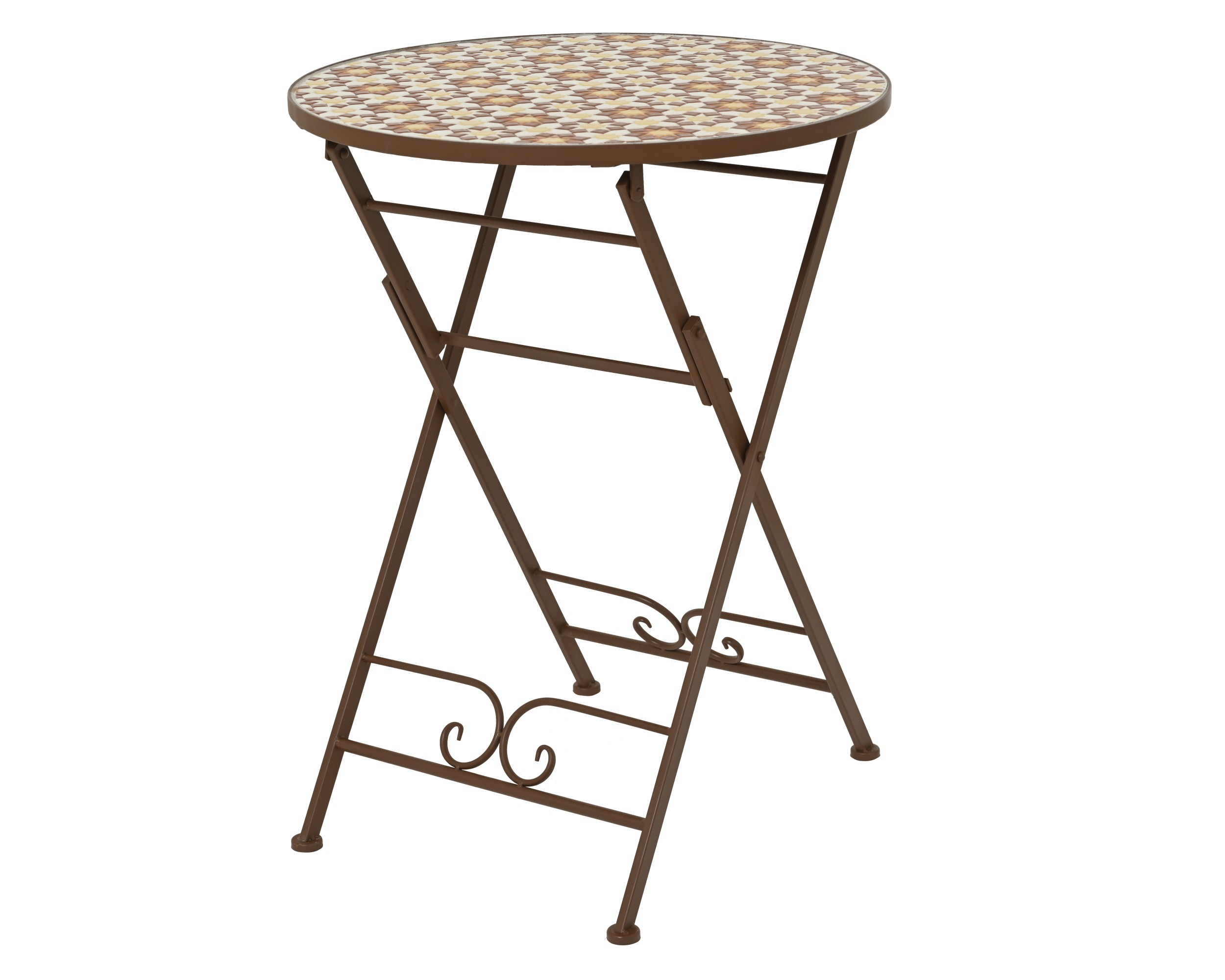 Stół ogrodowy z mozaiką – brązowy, Ø58 cm