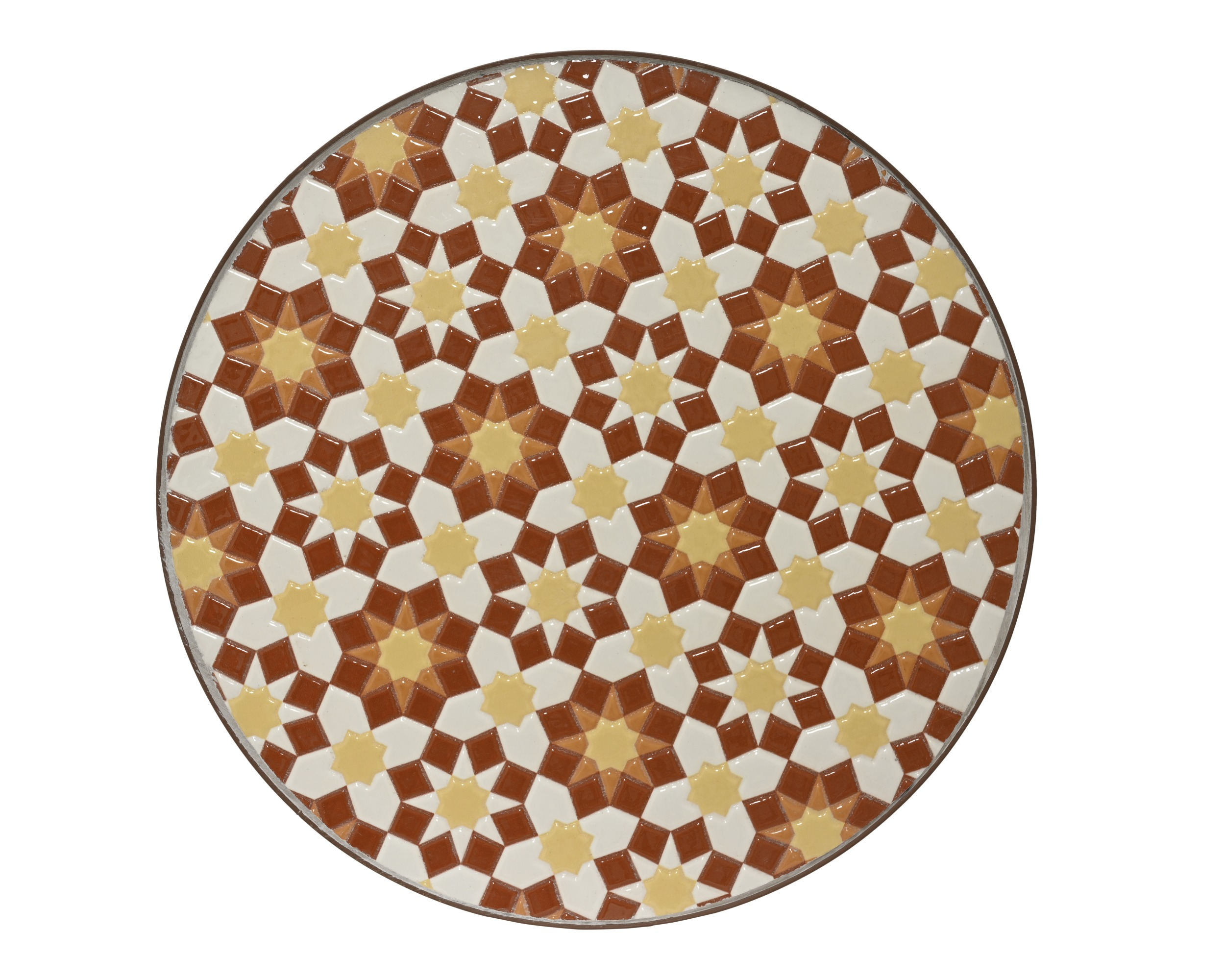 Stolik ogrodowy z mozaiką – brązowy, Ø39 cm